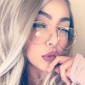 💛CLEAR AVIATOR SUNGLASSES GOLD FASHION GLASSES